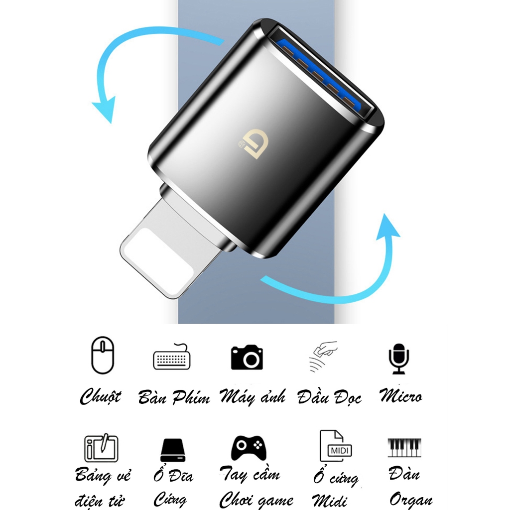 Đầu Chuyển Đổi Điện Thoại Android /Táo Sang USB 3.0 OTG 5Gbps, Kết Nối Phím, Chuột,  USB v.v. - ID CD110 Chính Hãng
