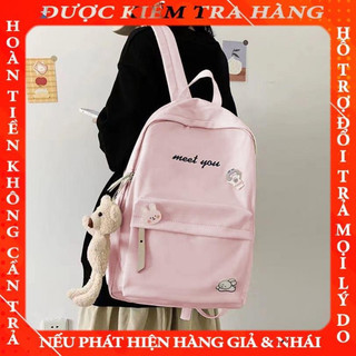 Balo đi học vải bố vừa A4 Meet you basic đơn giản