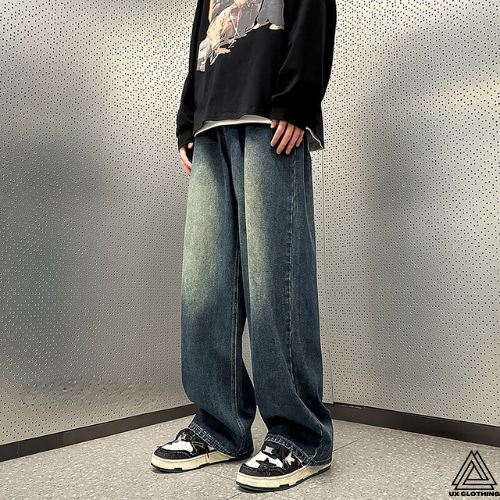 Quần Jean Ống Rộng Nam Nữ Phong Cách Retro Unisex WASH Medium Blue Hàng Cao Cấp - UXQ02 - UX Clothing