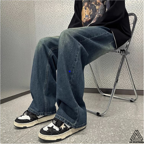 Quần Jean Ống Rộng Nam Nữ Phong Cách Retro Unisex WASH Medium Blue Hàng Cao Cấp - UXQ02 - UX Clothing