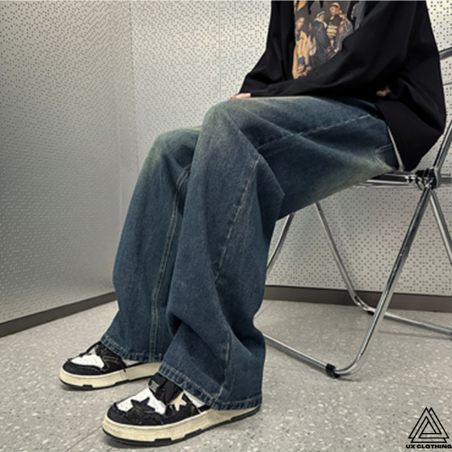 Quần Jean Ống Rộng Nam Nữ Phong Cách Retro Unisex WASH Medium Blue Hàng Cao Cấp - UXQ02 - UX Clothing