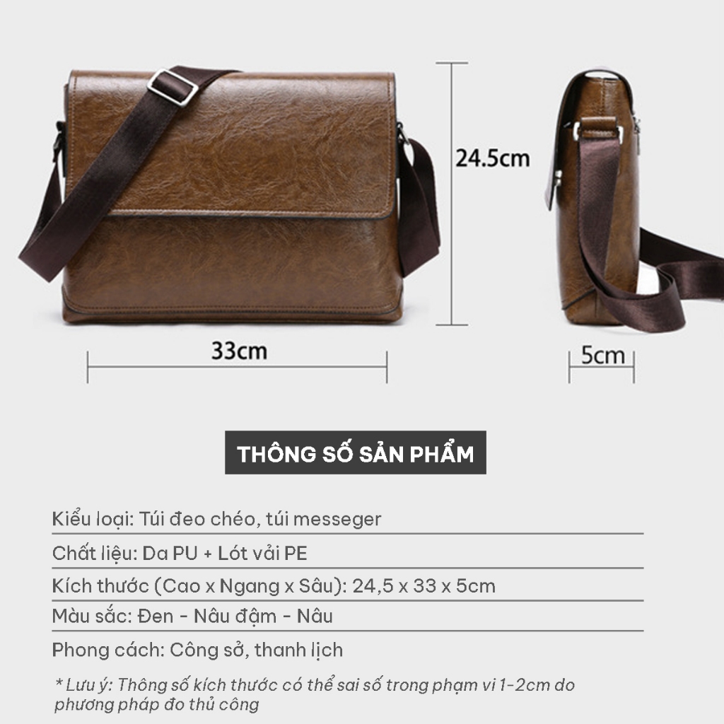 Túi đeo chéo nam da PU , Túi đeo vai đựng tài liệu iPad phong cách Cansual Basic
