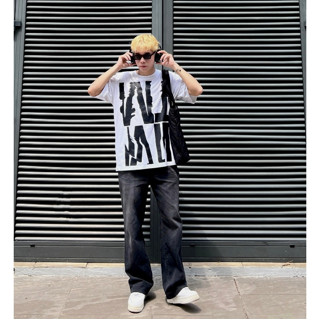 Áo thun The Xide áo phông unisex in chữ tượng hình form rộng chất cotton 2 chiều định lượng 250gr co giãn