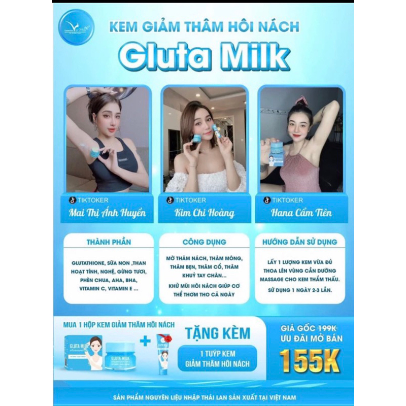 Kem thâm nách Gluta Milk Thái Lan  chính hãng