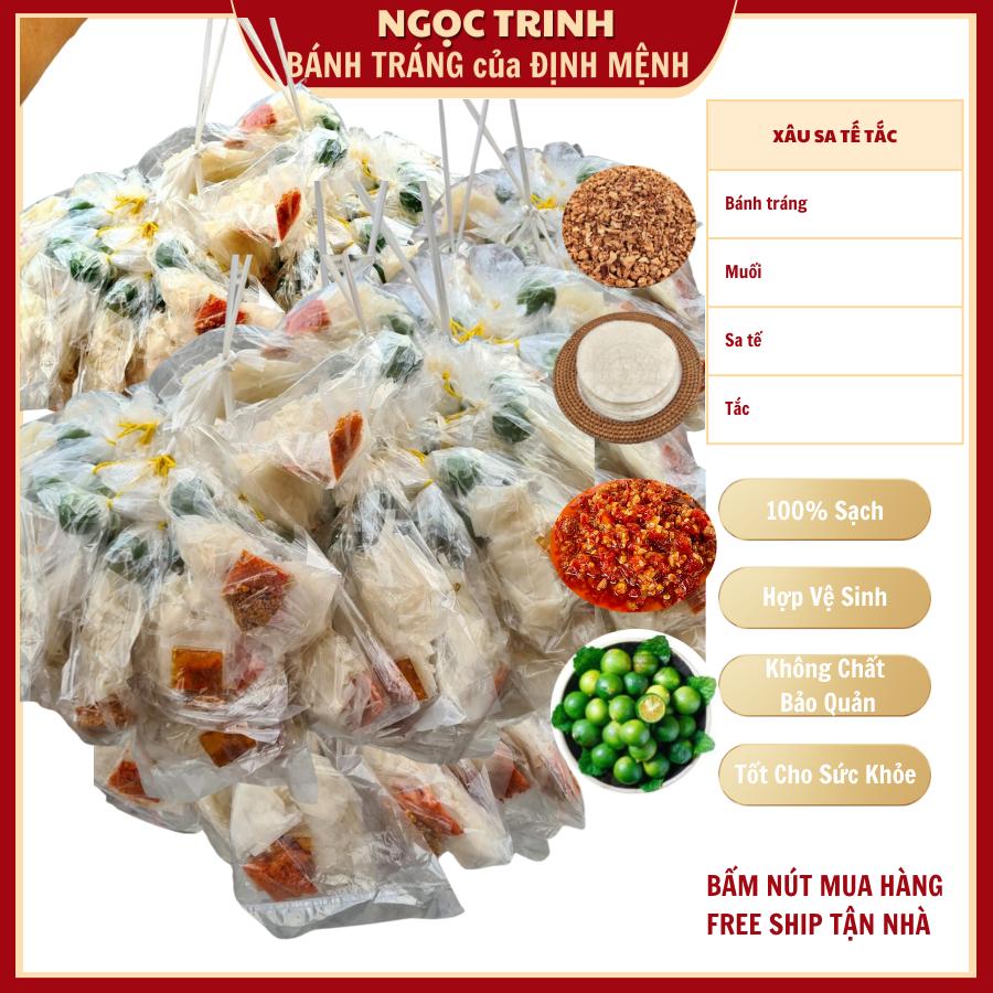 (Combo 2 xâu) Bánh tráng sa tế tắc đặc biệt 100% chất lượng cực kỳ ngon chính gốc xưởng sản xuất bánh tráng Ngọc Trinh