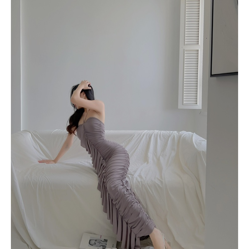 Đầm Body Dài Nhún Thân Ôm Tôn Dáng Sexy