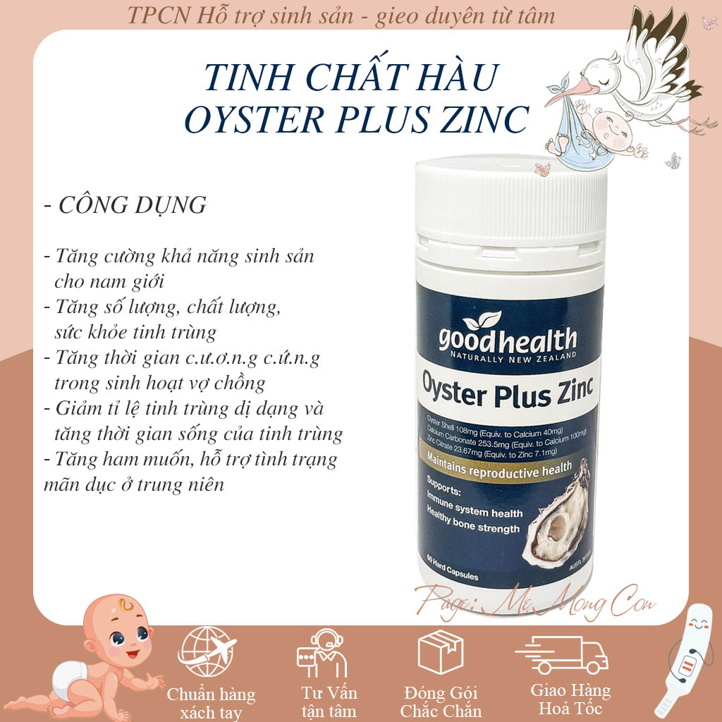 Tinh chất hàu New Zealand Good Health oyster olus tăng thụ thai cho nam lọ 60 viên memongcon123