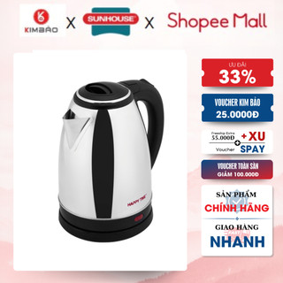 Ấm siêu tốc sunhouse happy time htd1088, công suất 1500w, dung tích 1,8 lít, chất liệu inox
