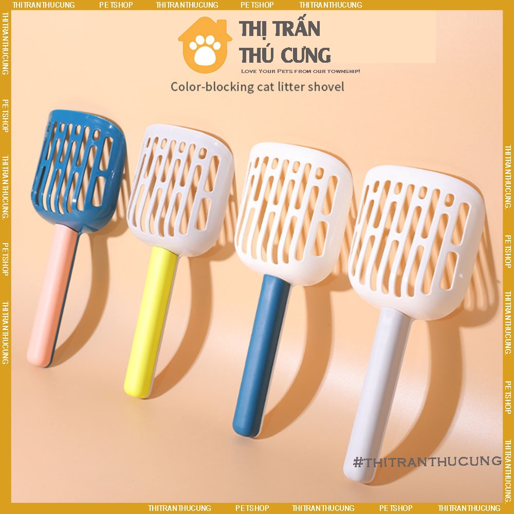 Xẻng Xúc Cát Vệ Sinh Cho Mèo, Xẻng hốt Phân Mèo Màu Sắc Tròn 26*11cm