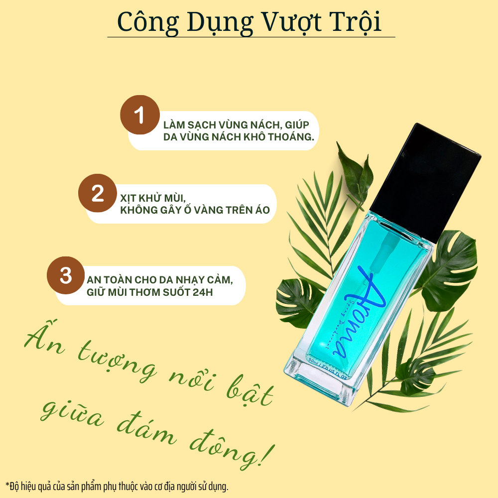 Xịt Khử Mùi AROMA 50ml - Làm Sạch Vùng Nách, Giúp Vùng Nách Khô Thoáng, Hương Nước Hoa Nhẹ Nhàng, Lưu Hương Lâu