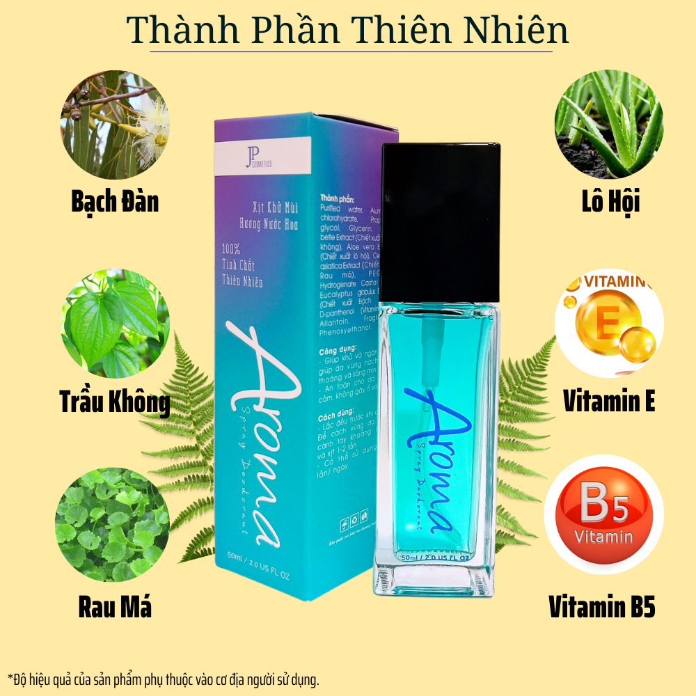 Xịt Khử Mùi AROMA 50ml - Làm Sạch Vùng Nách, Giúp Vùng Nách Khô Thoáng, Hương Nước Hoa Nhẹ Nhàng, Lưu Hương Lâu