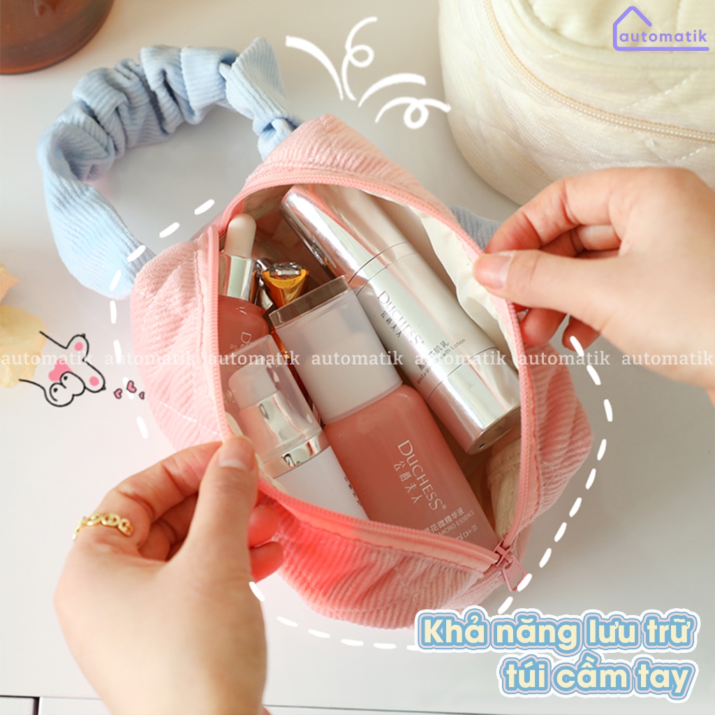 Túi Đựng Mỹ Phẩm Du Lịch Automatik Túi Đựng Đồ Trang Điểm Makeup Cute Nhỏ Túi Vải Có Quai Cầm Xách Tay Lớn