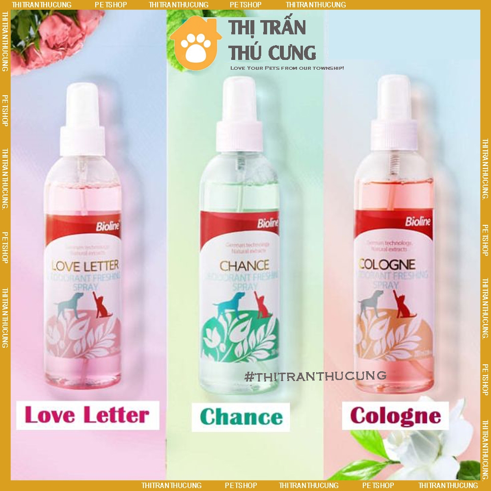 Nước Hoa Cho Thú Cưng Bioline 207ml, Nước Hoa Chó Mèo Khử Mùi Hôi, Hương Thơm Ngát