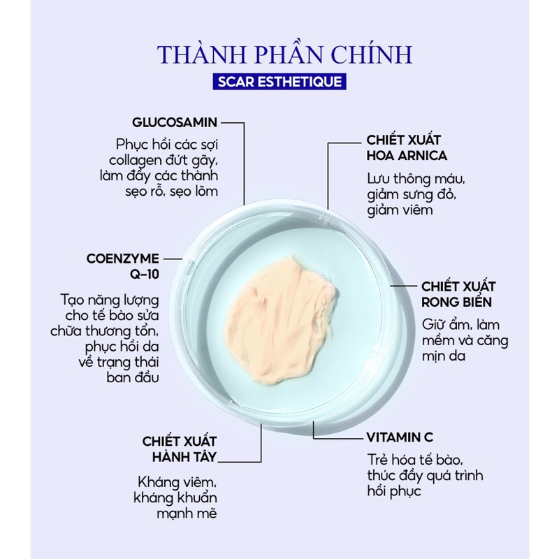 Kem xóa Sẹo Thâm, lấp đầy Sẹo Rỗ, Sẹo Lõm rejuvaskin Scar Esthetique 10 ml