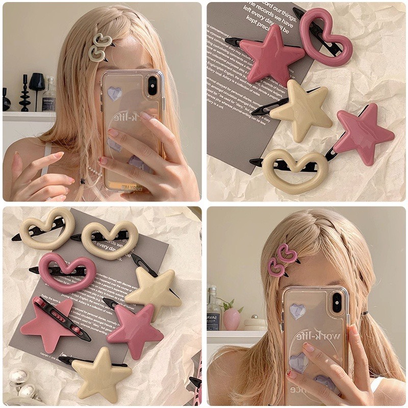 Kẹp tóc mái hình trái tim nhiều màu dễ thương ,kẹp tóc mái ,kẹp bấm phong cách lolita nhẹ nhàn mã ggjk