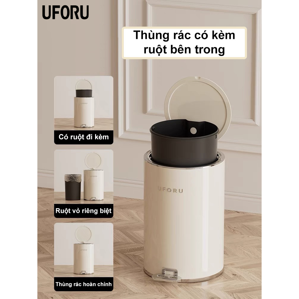Thùng rác đạp chân Uforu phong cách sang trọng, chống tiếng ồn dễ sử dụng tiết kiệm không gian sang trọng - UF469