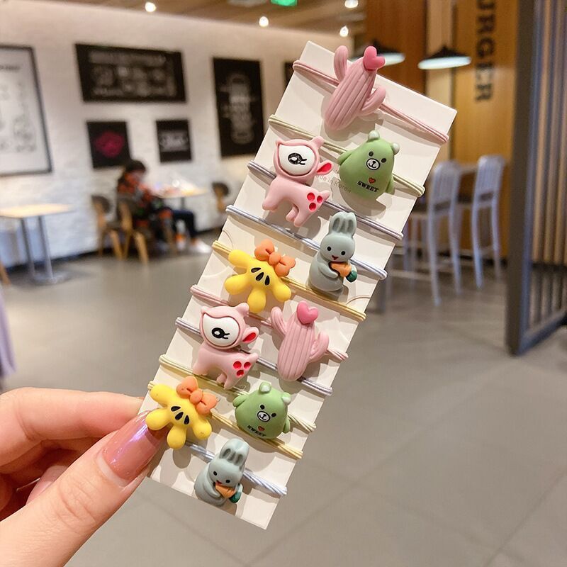 Set 10 Dây Buộc Tóc Cho Bé Gái Hoạt Hình Dễ Thương Hàn Quốc