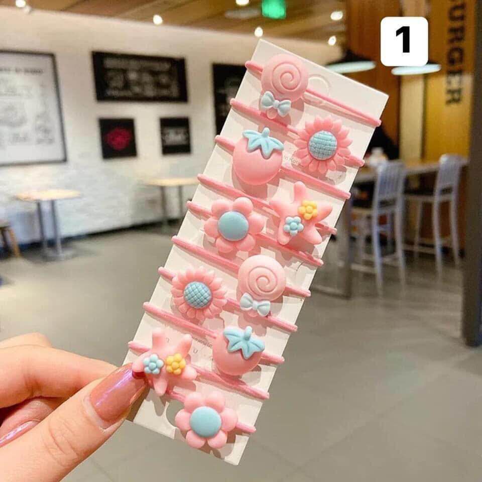Set 10 Dây Buộc Tóc Cho Bé Gái Hoạt Hình Dễ Thương Hàn Quốc