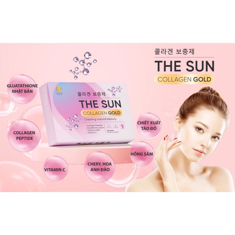 The Sun Collagen Gold bột uống giúp trắng da, giảm thâm nám, chống lão hoá
