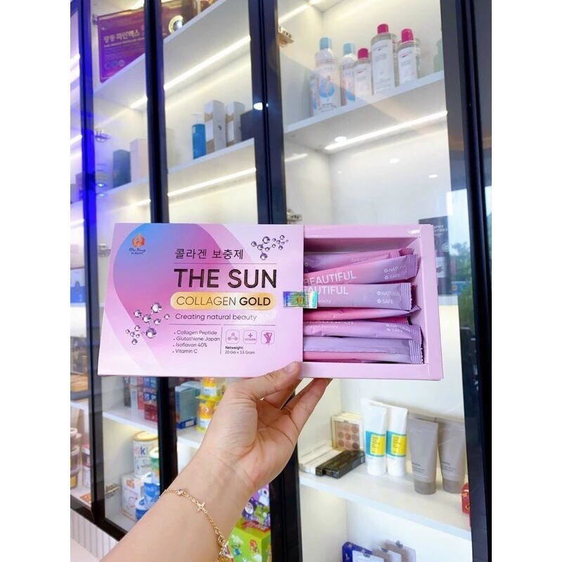 The Sun Collagen Gold bột uống giúp trắng da, giảm thâm nám, chống lão hoá