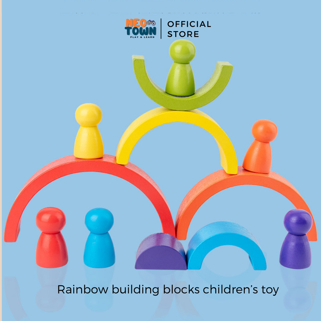 Cầu Vồng Cùng Búp Bê Gỗ Neo Town - Đồ Chơi Vận Động Kỹ Năng Montessori