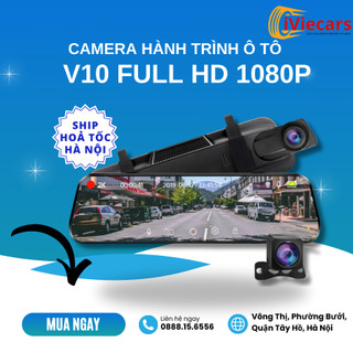 Camera hành trình ô tô V10 gương màn lớn trước sau 2K full HD kết nối điện thoại hỗ trợ quay đêm, bảo hành 12 tháng