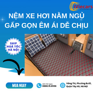 Nệm xe hơi nằm ngủ gấp gọn bằng da cao cấp, đệm ô tô ghế sau cho xe 4 5 7 chỗ và bán tải dài 1m2 không cần bơm