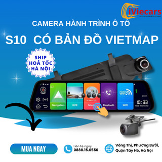 Camera hành trình ô tô S10 Vietmap S2  Full HD Cảm ứng trước sau - Tích Hợp Đầy Đủ Tính Năng Như Điện Thoại Thông Minh