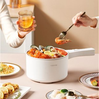 Nồi lẩu điện đa năng Yoice dung tích 1,5L chống dính, nấu, hấp, chiên, xào có lồng hấp
