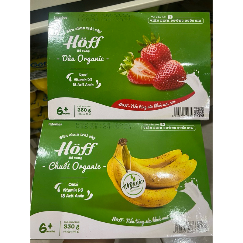 Sữa chua trái cây Organic Hoff 1 lốc 6 hộp x 55 gram