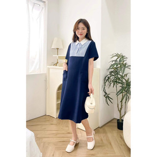 Váy bầu cổ sở mi mùa hè công sở
