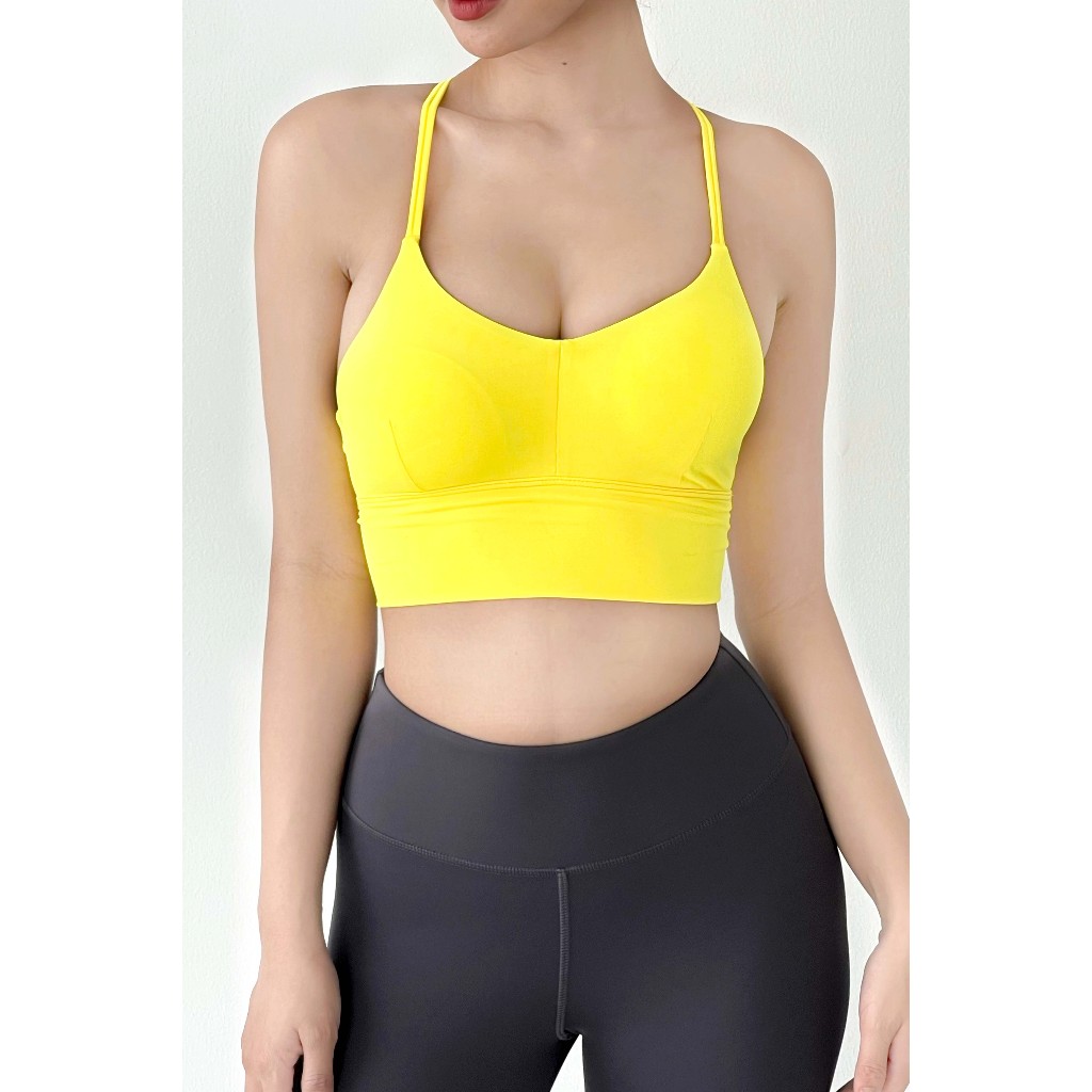 Áo tập Nữ BIKINI PASSPORT kiểu kella phối dây cách điệu - màu Vàng - BG104_YL