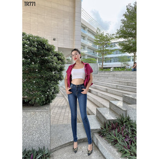 Quần Jeans Nữ Lưng Cao Co Giãn Cao Cấp