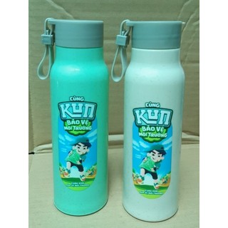 COMBÔ 2 Bình Nước Thủy Tinh Bọc Lúa Mạch KUN 350ml