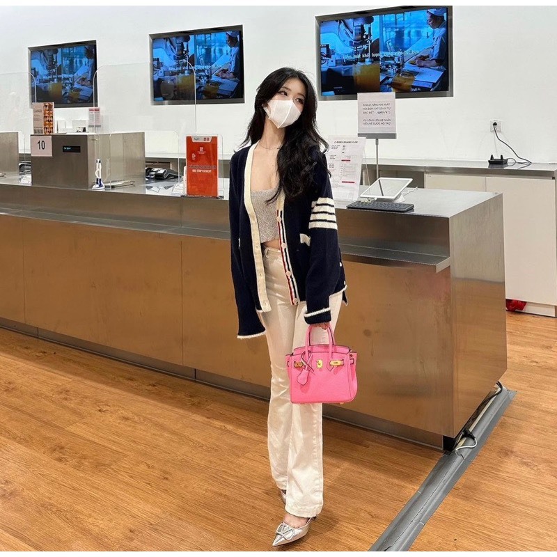 Áo Cardigan Len Thom Nữ Form Rộng Unisex