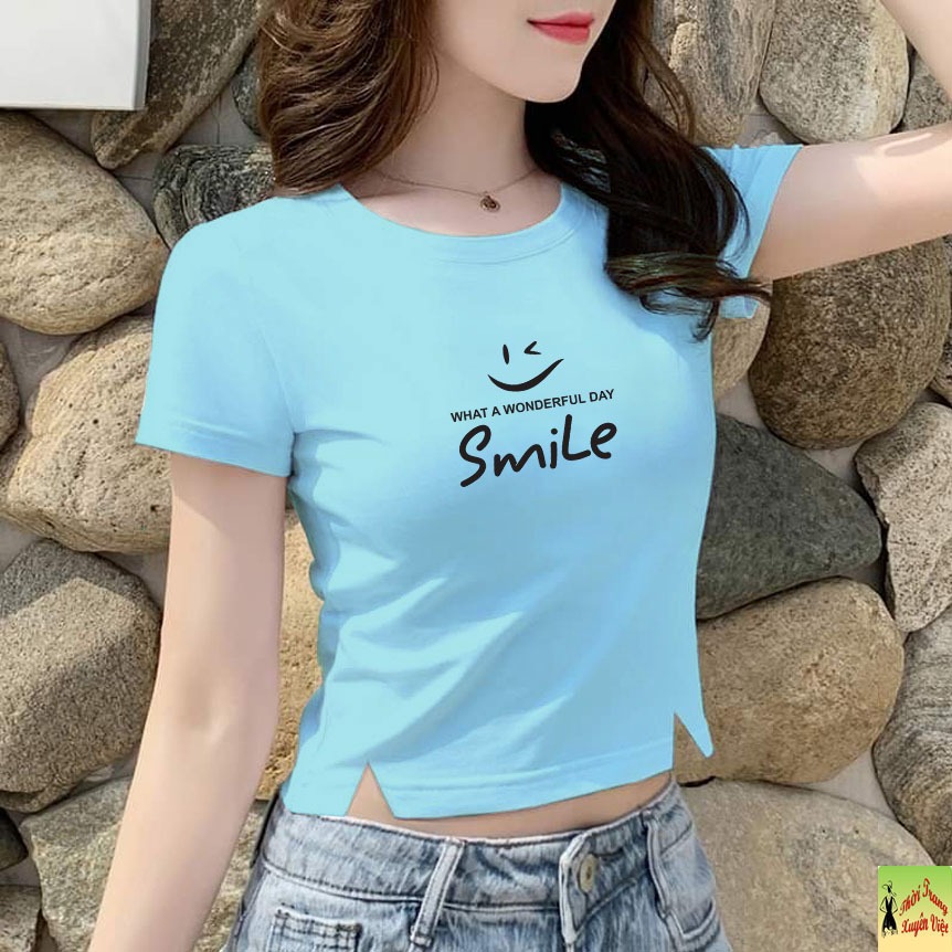 Mua 2 Tặng 1 Áo croptop body cổ tròn ẻ V SMILE chất vải co giản 4 chiều được làm tại xưởng không qua trung gian
