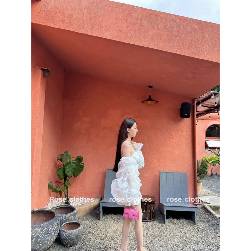 Baby Dress thiết kế trễ vai tay bồng có chít eo phong cách tiểu thư nhẹ nhàng. Ảnh thật shop tự chụp