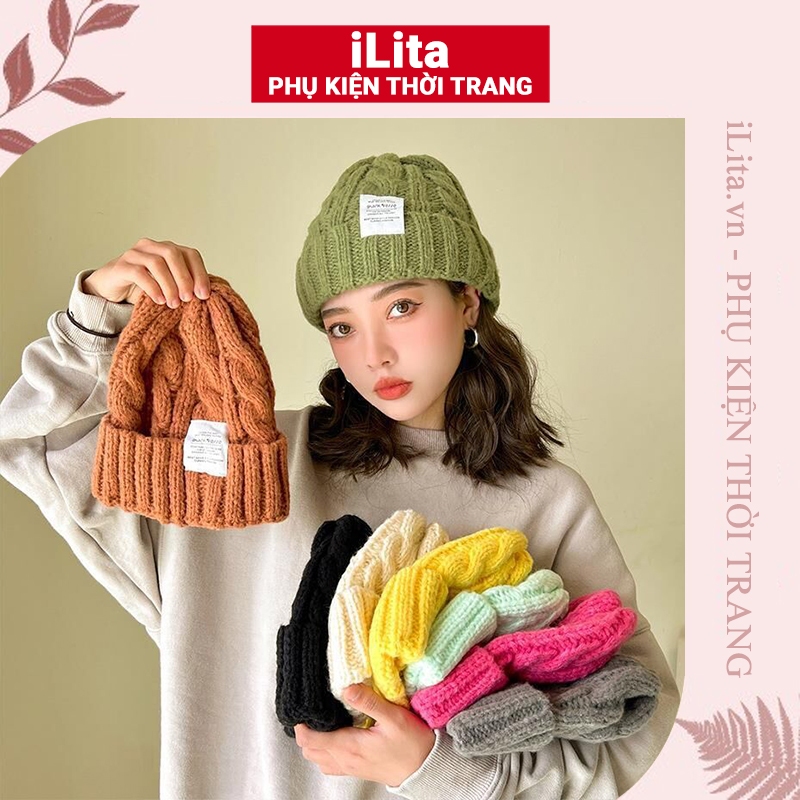 Mũ nón len nữ Hàn Quốc iLita bucket lông cừu ulzzang đẹp mùa đông thời trang đủ màu trắng, nâu, be