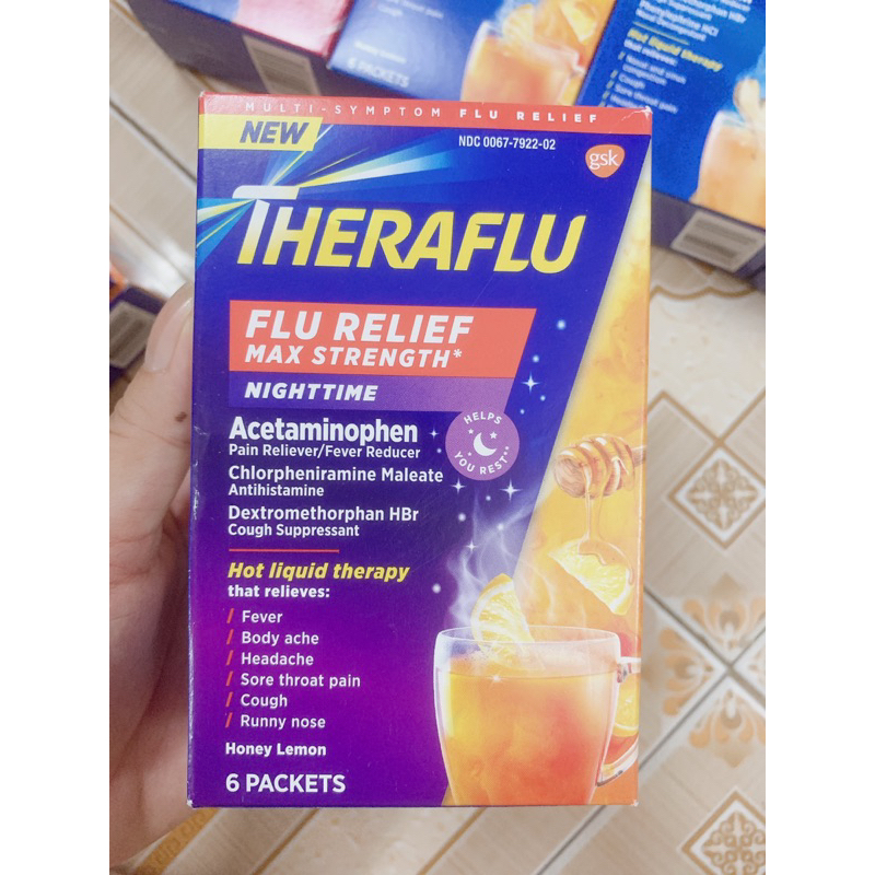 Trà THERAFLU 24 gói trà cảm lạnh cảm cúm ho của Mỹ