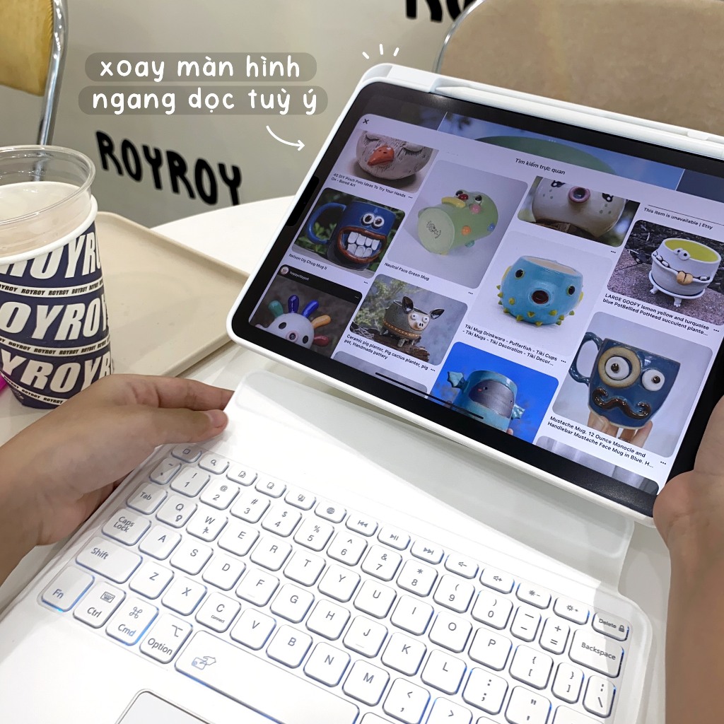 Bao Da Bàn Phím Nam Châm Smart KeyBoard Kèm Trackpad cho Máy Tính Bảng