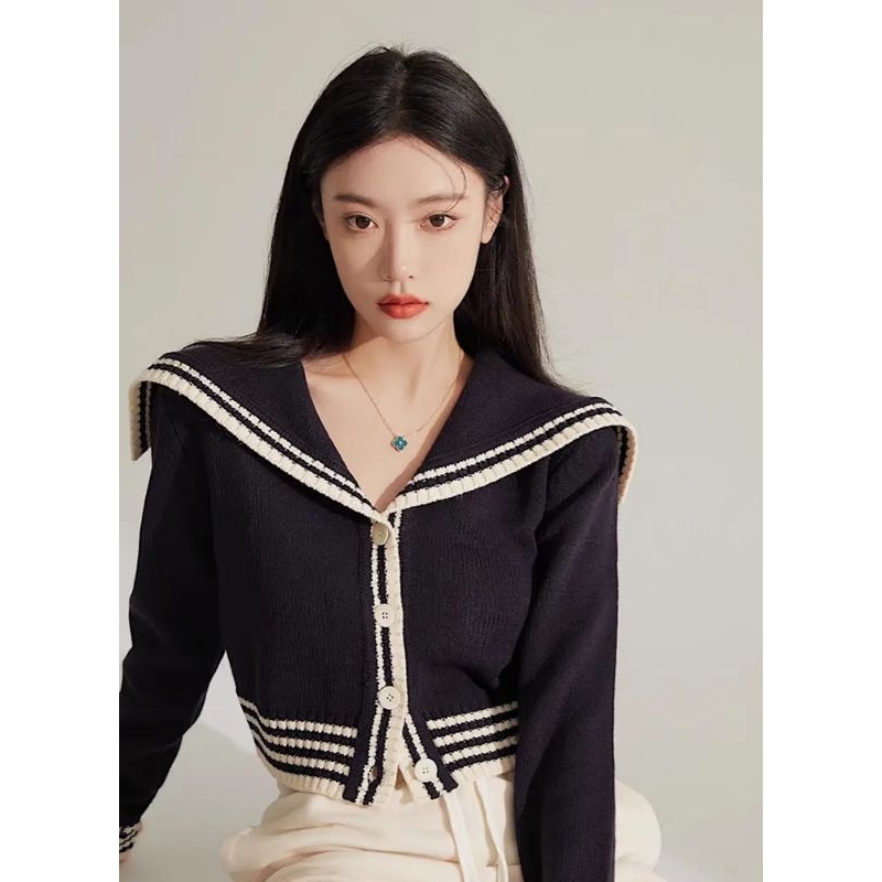 Áo len cadigan croptop