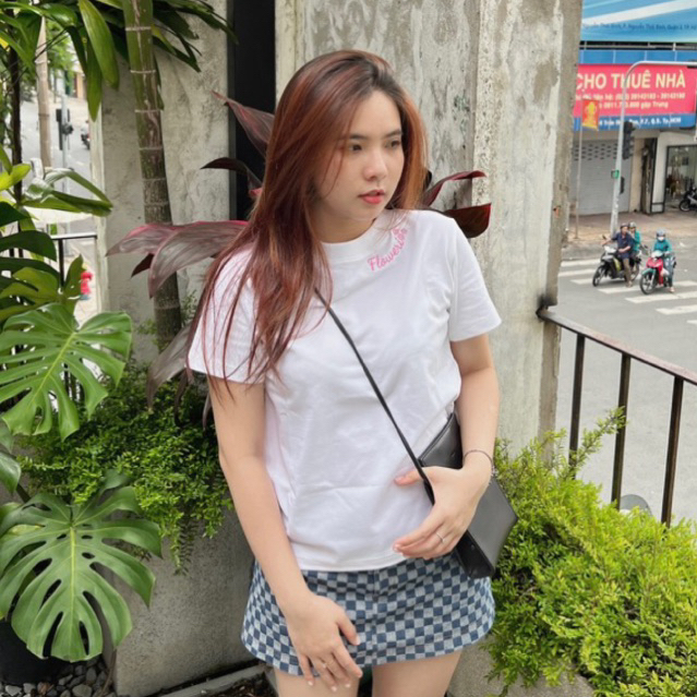 F01 Áo thun Baby Tee FLOWERI cotton, basic, freesize thêu hình xinh xắn dễ thương