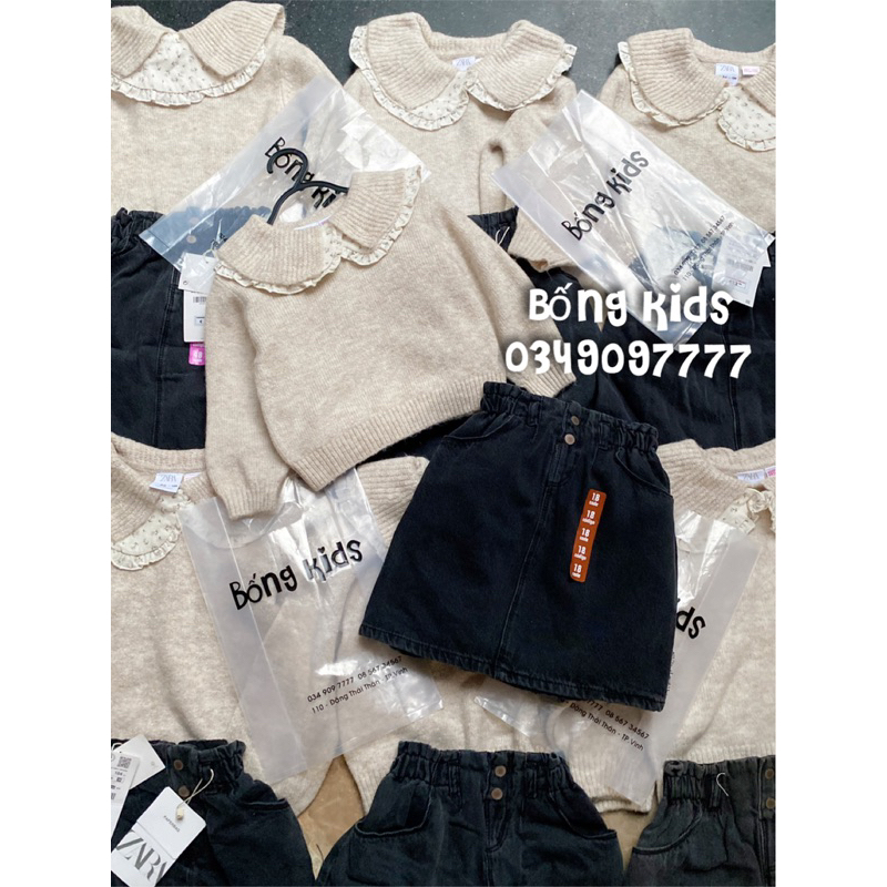 Áo Len & Chân Váy Jean Bé Gái ZR