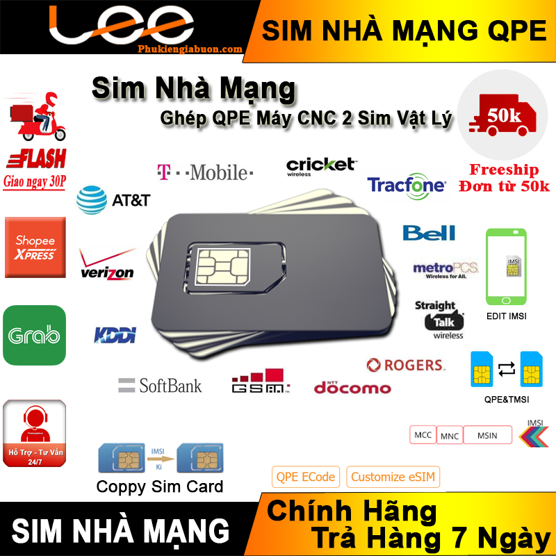 Sim Nhà Mạng, Ghép QPE Cho Máy CNC 2 Sim Vật Lý 14Seri/15Seri