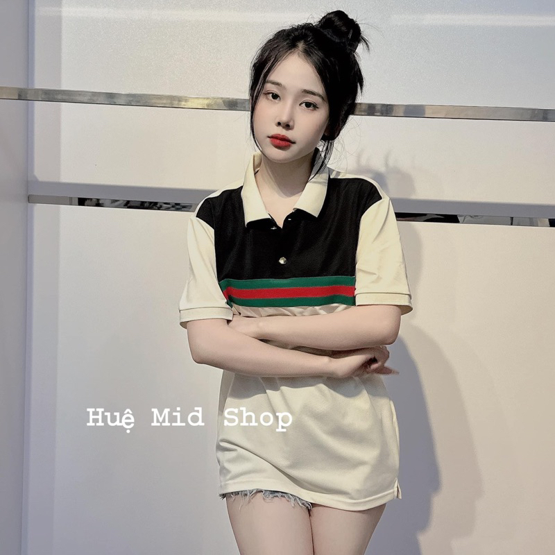 ÁO COTTON SU POLO PHỐI VIỀN NGANG NGỰC, from rộng tay lỡ unisex oversize