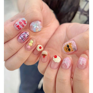 Nailbox thiết kế style hàn nhật phối hoạ tiết sieu cute
