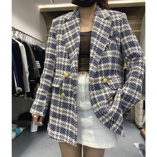 ÁO KHOÁC BLAZER DẠ KẺ QCCC( CÓ ẢNH THẬT-SẴN) DT04