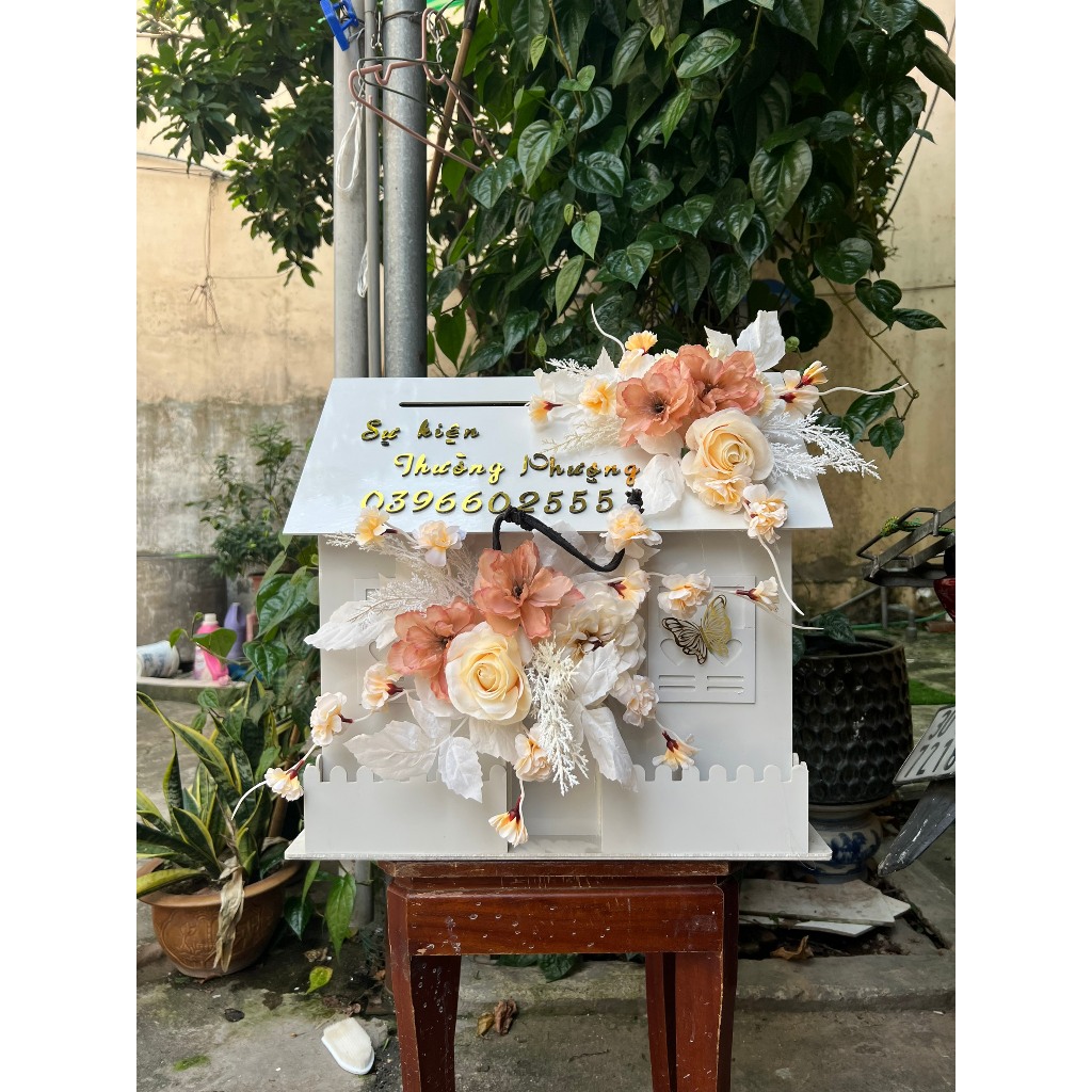 Thùng Đựng Phong Bì Decor Ngày Cưới Hình Trái Ngôi nhà - Phụ Kiện Đồ Cưới