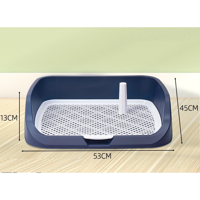 Khay vệ sinh chó có thành size lớn 42x52 cao 15cm kèm trụ, khay hướng dẫn chó đi vệ sinh