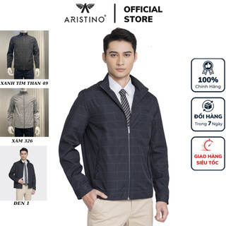 Áo khoác gió 2 lớp nam ARISTINO AJK050W3 kẻ caro vải Polyester dáng Regular fit suông vừa cổ trụ khỏe khoắn 